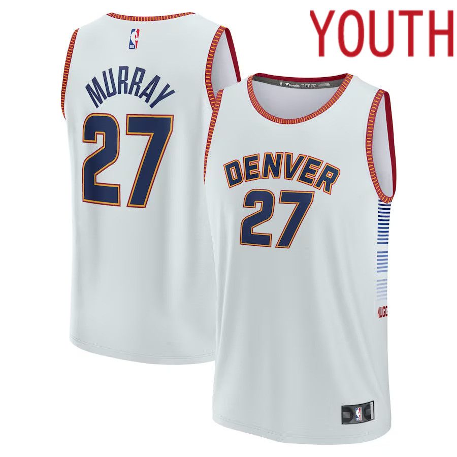 Youth Denver Nuggets #27 Jamal Murray White Fanatics Branded Silver City Edition 2022-23 Fastbreak NBA Jersey